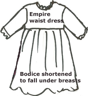 Antique Doll Dress Empire Waist style